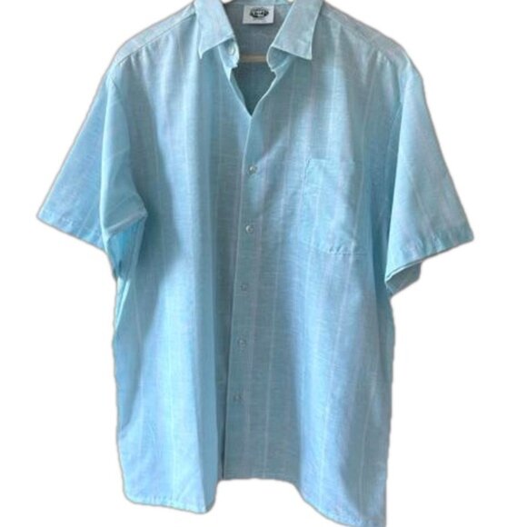 International Concept Other - Vintage 80’s Men’s Light Blue Pinstripe Short Sleeve Shirt Button Down - Large